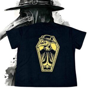 Plague Doctor Coffin Black Death Occult Dark Humor Steam Punk Graphic T-Shirt 4X